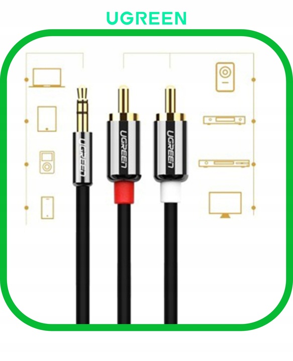 Kabel Przewód Audio JACK 3,5 mm 2x RCA Chinch STEREO 5M HQ Pozłacany