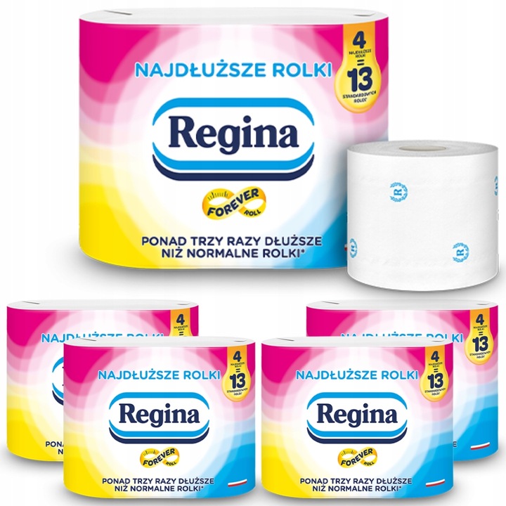 PAPIER TOALETOWY Najdłuższy Regina 2 Warstwy 500 LISTKÓW 4Rolki x5 opakowań