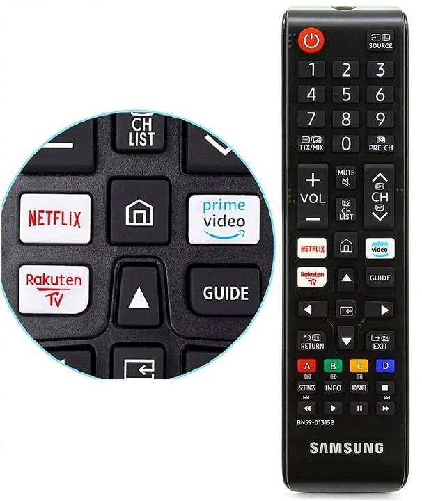 Oryg. pilot do TV Samsung Smart BN59-01315B Netflix, Prime, Rekutern