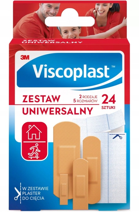 VISCOPLAST Zestaw plastrów uniwersalnych 24 SZTUKI MIX ROZMIARÓW x 2 opak