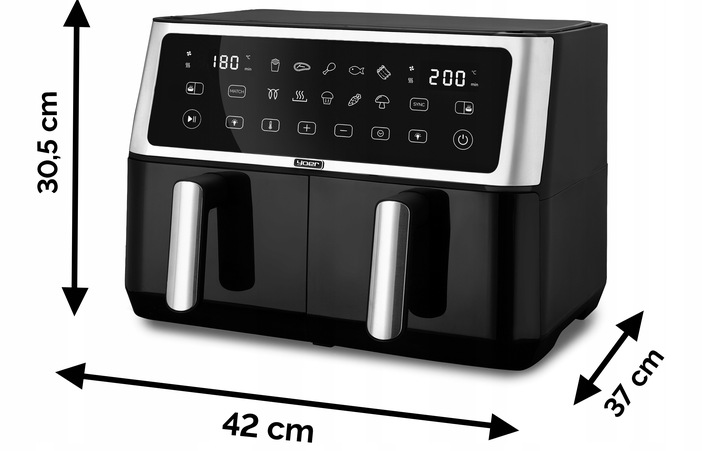 Frytkownica beztłuszczowa Dwukomorowa 10L Air Fryer Yoer 2850W 10