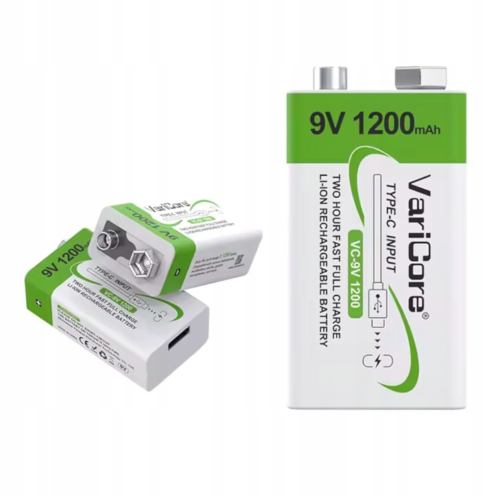 Akumulator bateria ogniwo VariCore VC-9V 1200-USB 9V Li-ion 1200mAh