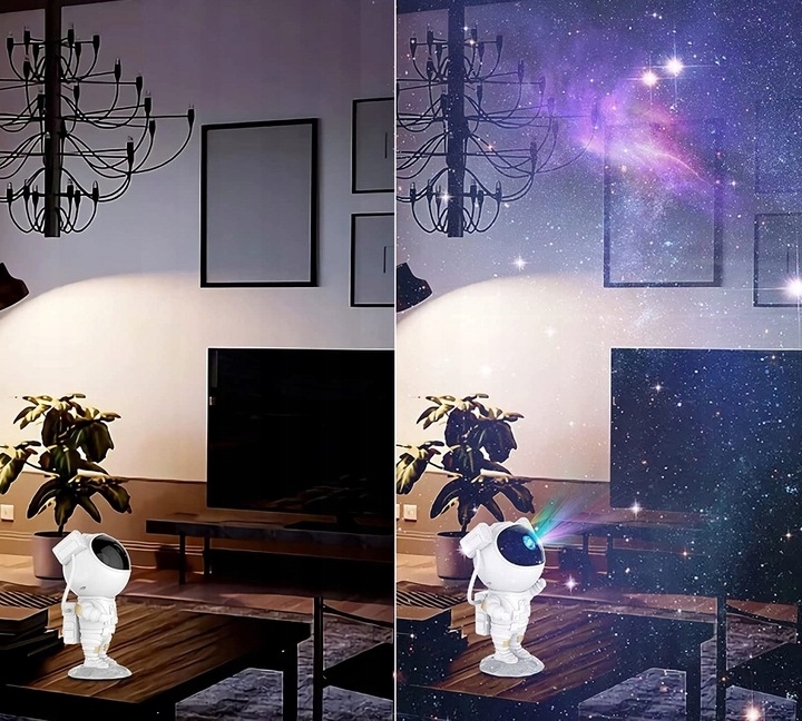 PROJEKTOR GWIAZD ASTRONAUTA GWIEŹDZISTE NIEBO NOCNA LAMPKA DLA DZIECI LED