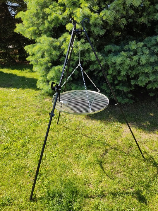 GRILL TRÓJNÓG OGRODOWY OGNISKOWY 191 STOJAK I RUSZT NAD OGNISKO