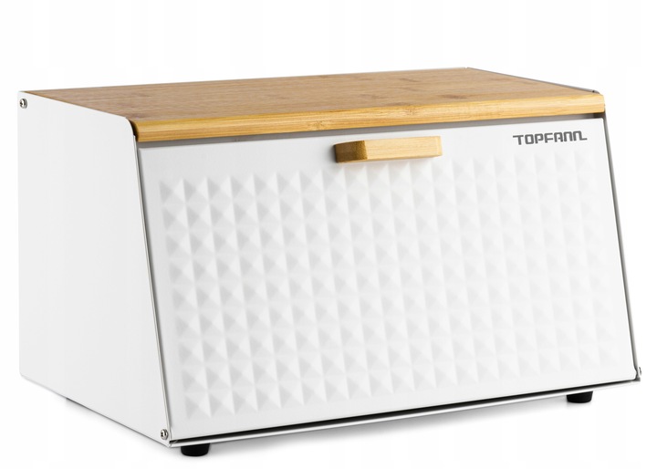 DUŻY CHLEBAK METALOWY Z DESKĄ POJEMNIK NA PIECZYWO CHLEB BIAŁY BAMBUSOWY