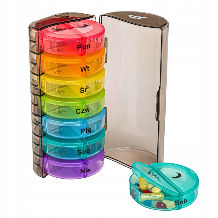 Kasetka pudełko pojemnik tygodniowy na leki Rea Tape cylinder czarny