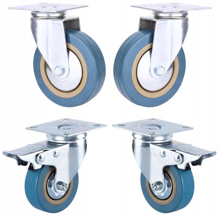 Kółka Obrotowe Koła 75mm Zestaw Jezdny 4 szt Kół 220 kg nie Rysują