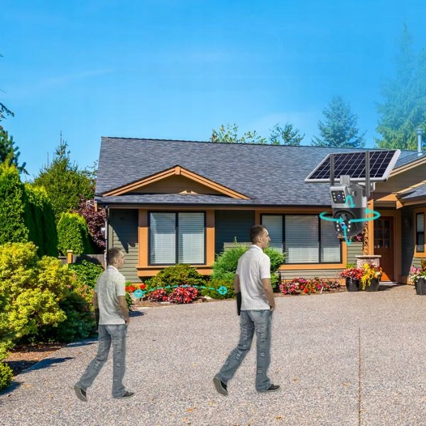 Solarna Zewnętrzna kamera dwa obiektywy 4K HD 8MP Karta SIM 4G LTE