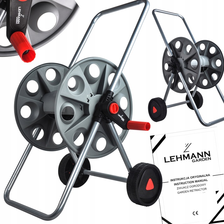 WÓZEK NA WĄŻ OGRODOWY Lehmann ZWIJACZ BĘBEN NA 45M 1/2" lub 25M