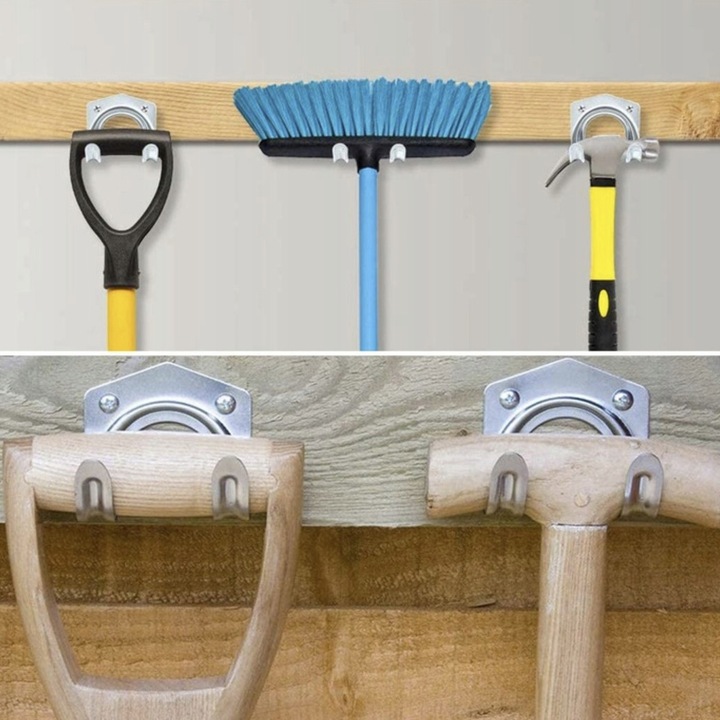 WIESZAK ŚCIENNY NA NARZĘDZIA OGRODOWE UCHWYT MIOTŁY GRABIE MOP ŁOPATE