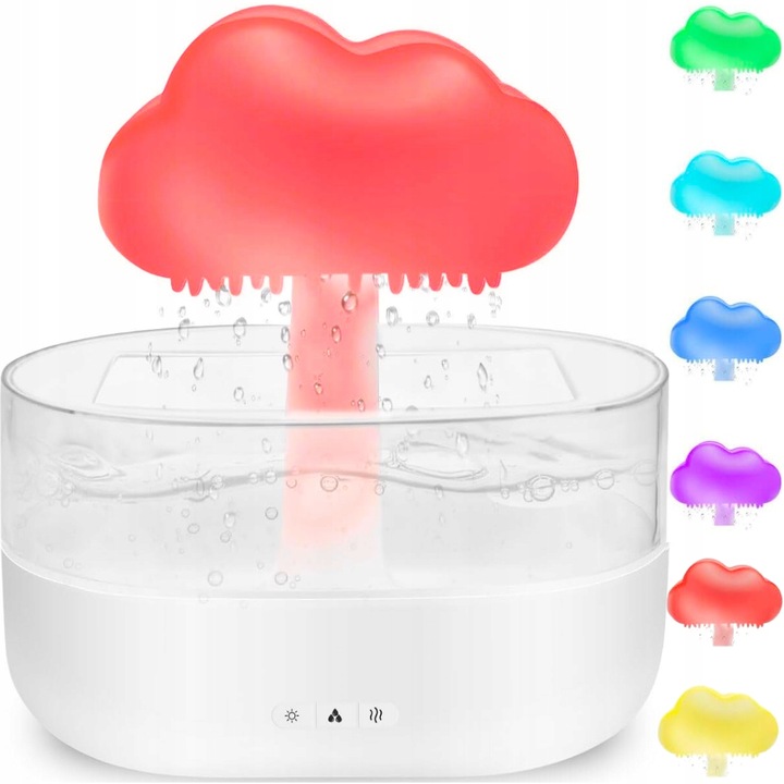 DUŻY NAWILŻACZ POWIETRZA DYFUZOR AROMATERAPIA GRZYBEK LAMPKA NOCNA LED