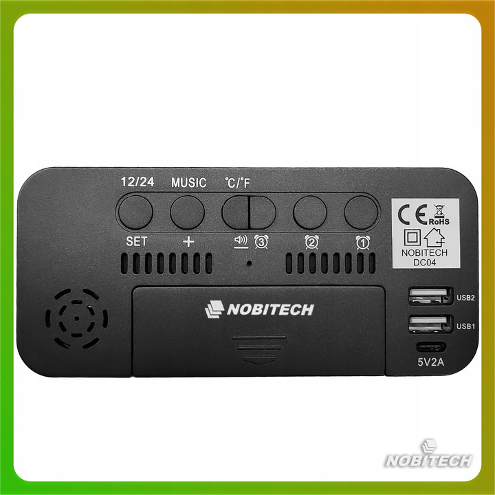 BUDZIK ZEGAR ELEKTRONICZNY LED GŁOŚNY STOJĄCY TEMPERATURA DATA + KABEL