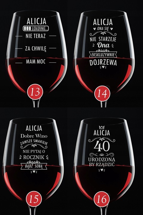 Kieliszek do Wina z grawerem prezent na 18 30 40 50 URODZINY 440 ml +