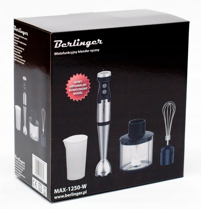 Blender ręczny robot kuchenny 1250W | metalowy mikser, malakser,