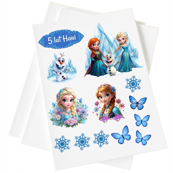 WYDRUK CUKROWY KRAINA LODU ANNA ELSA +TABLICZKA Z TEKSTEM DEKORACJA na tort