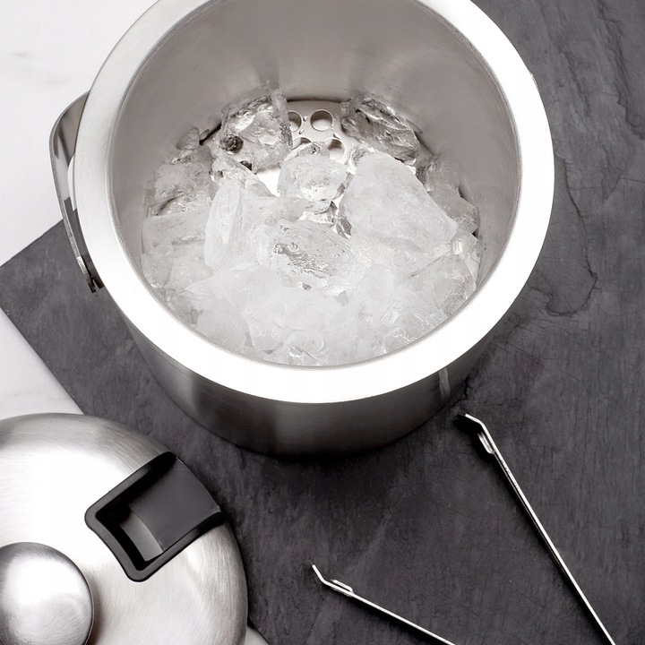 WIADERKO Pojemnik Stalowy na LÓD z Pokrywą 1,3 L COOLER do Lodu +