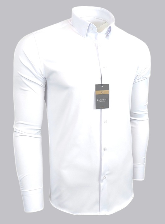 Koszula męska Biała dopasowana Lavier - SLIM FIT Bawełna Rozmiar XL