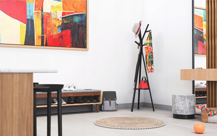 Wieszak stojak na ubrania MARK ADLER stojący stalowy 9 haczyków +