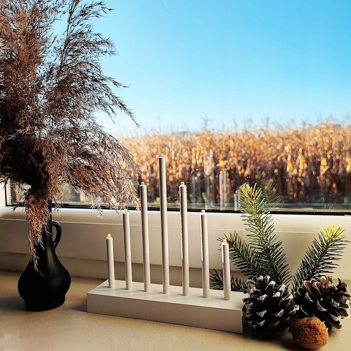 ŚWIECZNIK ADWENTOWY ŚWIĄTECZNY ŚWIECE DEKORACJA 7 led ŚWIĘTA LAMPKI