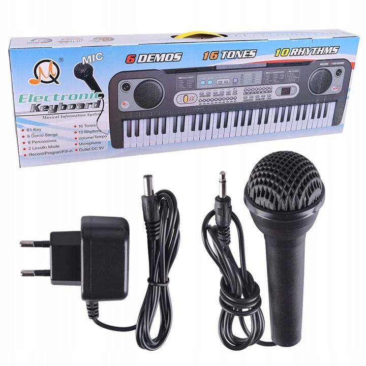 KEYBOARD ORGANY PIANINO 61KLAWISZY DLA DZIECI DO NAUKI TRYB LEKCJI MIKROFON