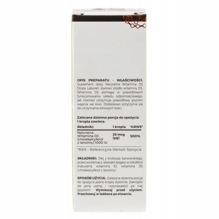 WITAMINA D3 FORTE W KROPLACH 30ml z lanoliny VEGE
