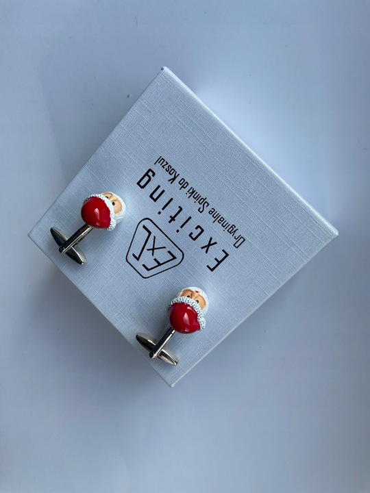 Okolicznościowe spinki do mankietów EXC Mikołaj Gwiazdor w Białej Szkatułce