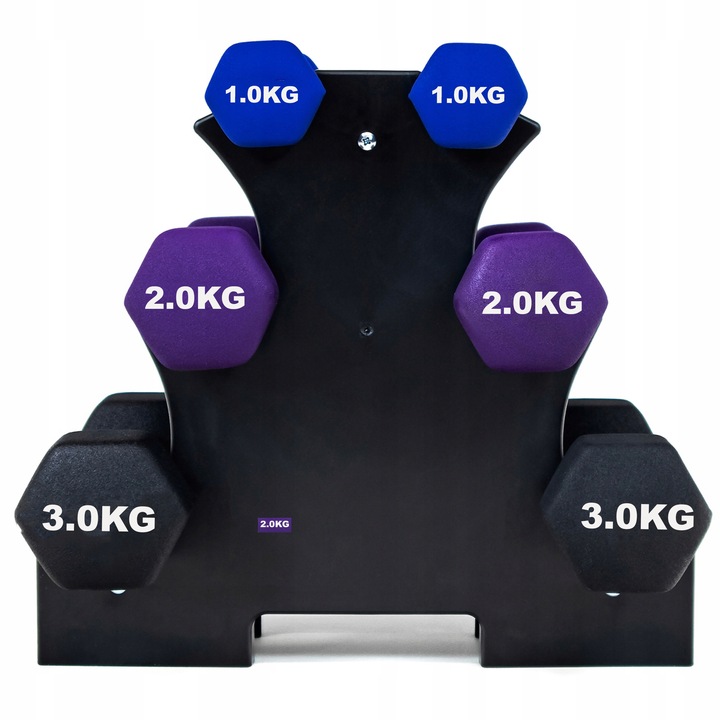 Zestaw hantli do ćwiczeń hantle hantelki ciężarki fitness stojak 1/2/3KG 12