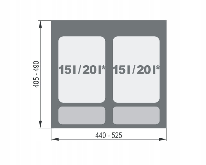 Pojemnik na odpady PRAKTIKO 60 podwójny (2x15l) tworzywo sztuczne