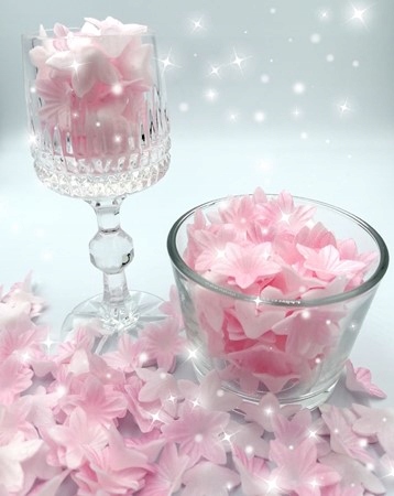 Kwiaty waflowe mini kwiatki 50 szt różowe kwiatuszki dekoracja komunia tort