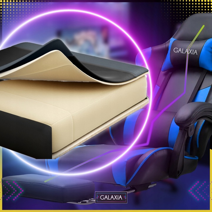 FOTEL GAMINGOWY BIUROWY Obrotowy Kubełkowy Krzesło Gamingowe Z Podnóżkiem