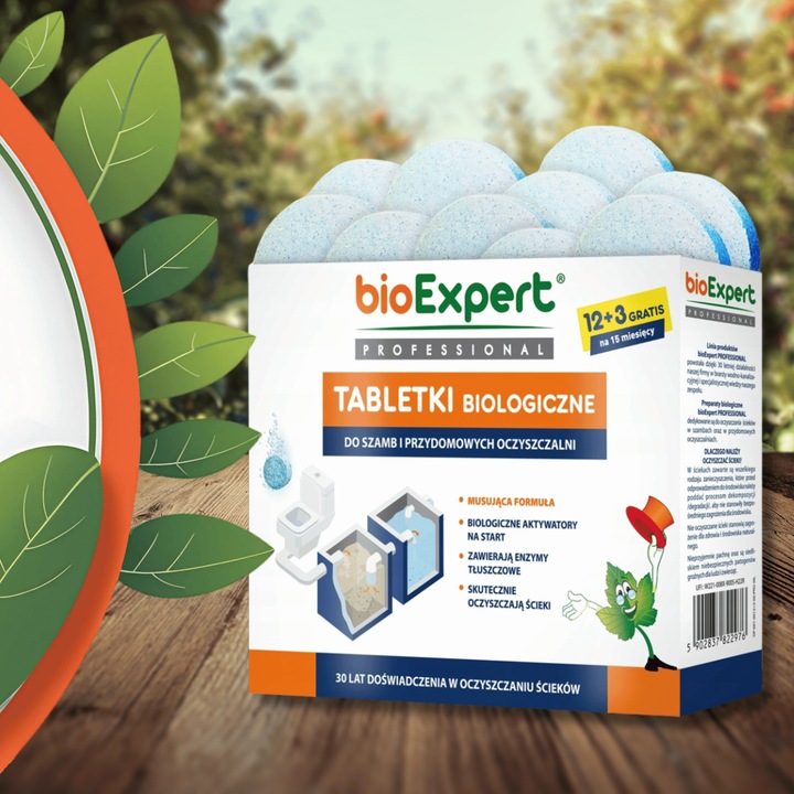 Bakterie do szamba na ROK Tabletki do oczyszczalni 12+3szt GRATIS