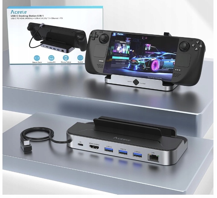 HUB Dock USB-C do MSI CLAW LEGION GO ASUS ROG ALLY HDMI 4K 60Hz LAN USB 3.0