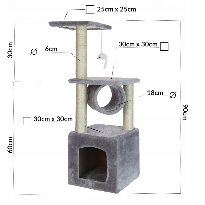 DRAPAK DLA KOTA KOTÓW DOMEK LEGOWISKO SŁUPEK 92CM