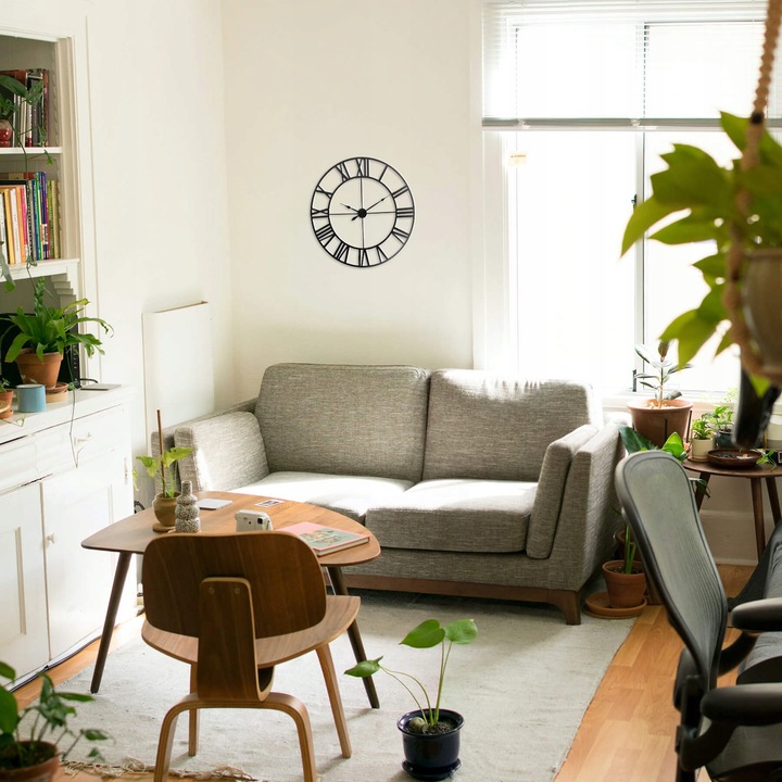 ZEGAR ŚCIENNY RETRO ELEKTRONICZNY CZARNY LOFT RZYMSKI 3D CICHY VINTAGE XXL