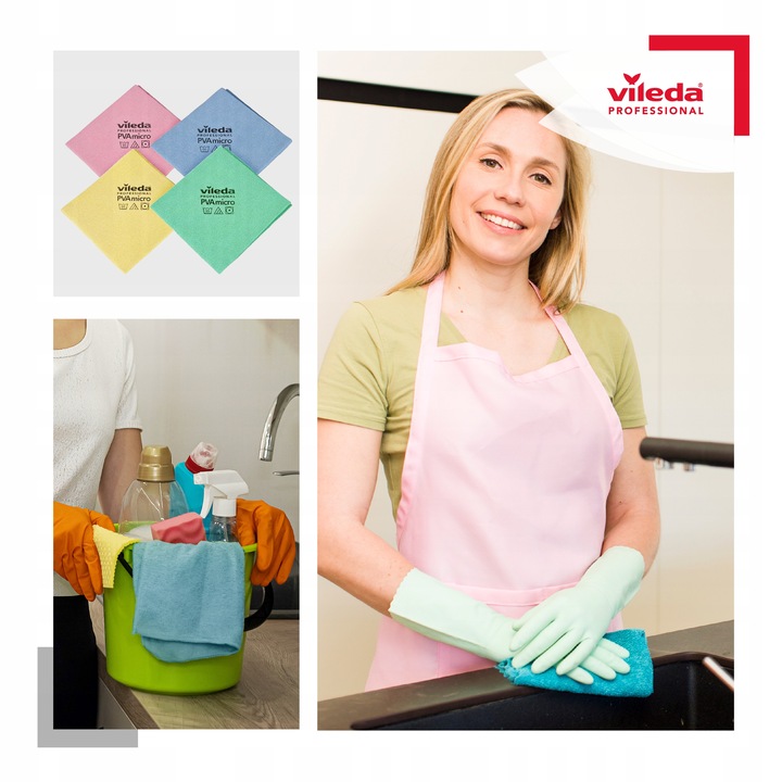 VILEDA MAGICZNE ŚCIERECZKI PVA MICRO PROFESIONAL MIKROFIBRA 4SZT ORYGINALNE