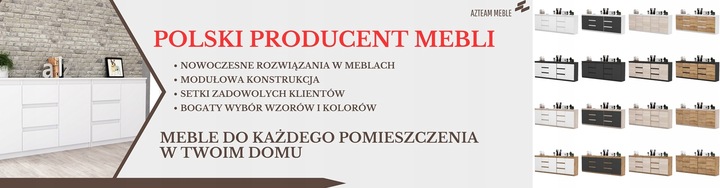 Komoda Antracyt/Wotan 6 szuflad 3 drzwi Duza Komoda 200 cm ZESTAW do