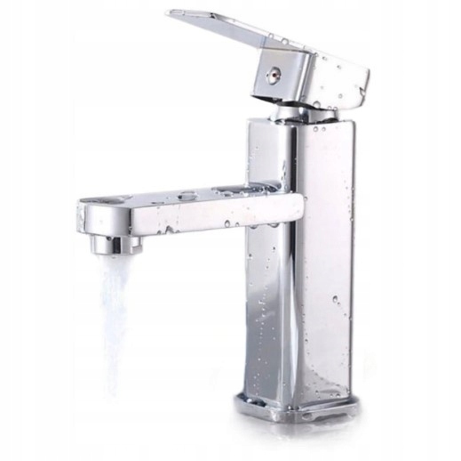 Bateria stojąca umywalkowa kran do umywalki zlewu chromowa niska CUBIC