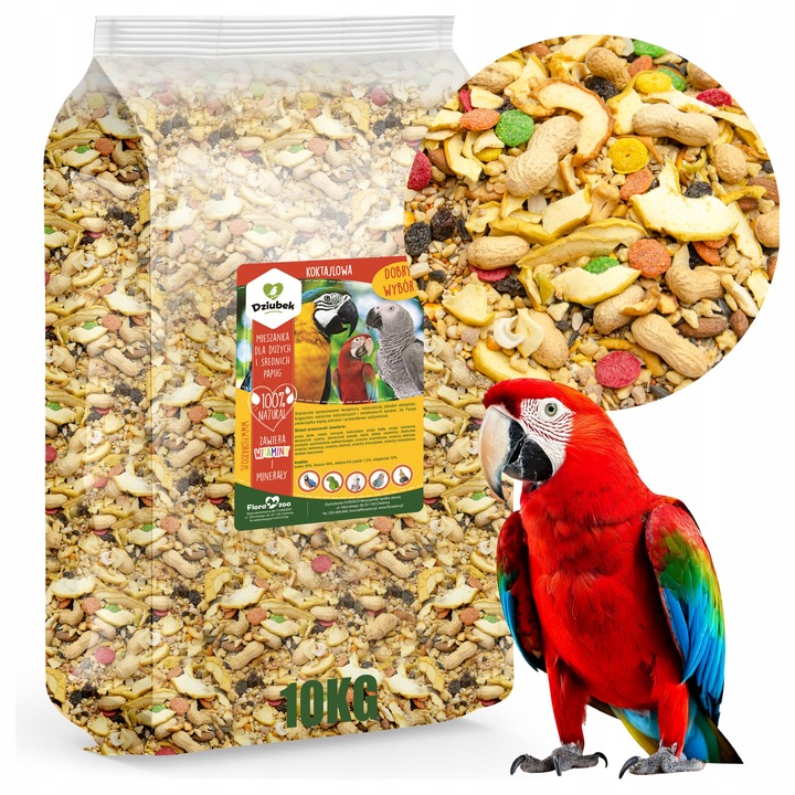 KARMA KOKTAJLOWA POKARM ZIARNO ORZECHY DLA PAPUG DUŻYCH I ŚREDNICH