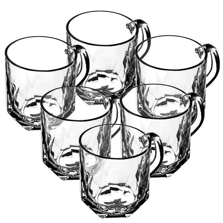 SZKLANKI DO KAWY HERBATY 300ml NAPOJÓW SZKLANKA Z UCHEM ZESTAW SZKLANEK 6x