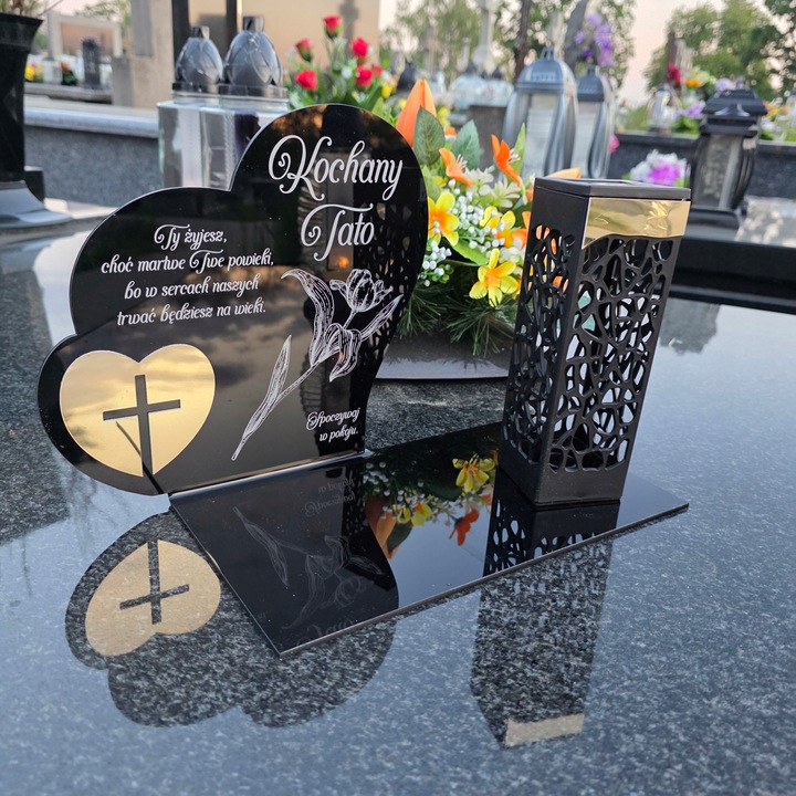 ZNICZ SOLARNY z Grawerem Wieczna Lampka Latarenka LED STATUETKA dla taty