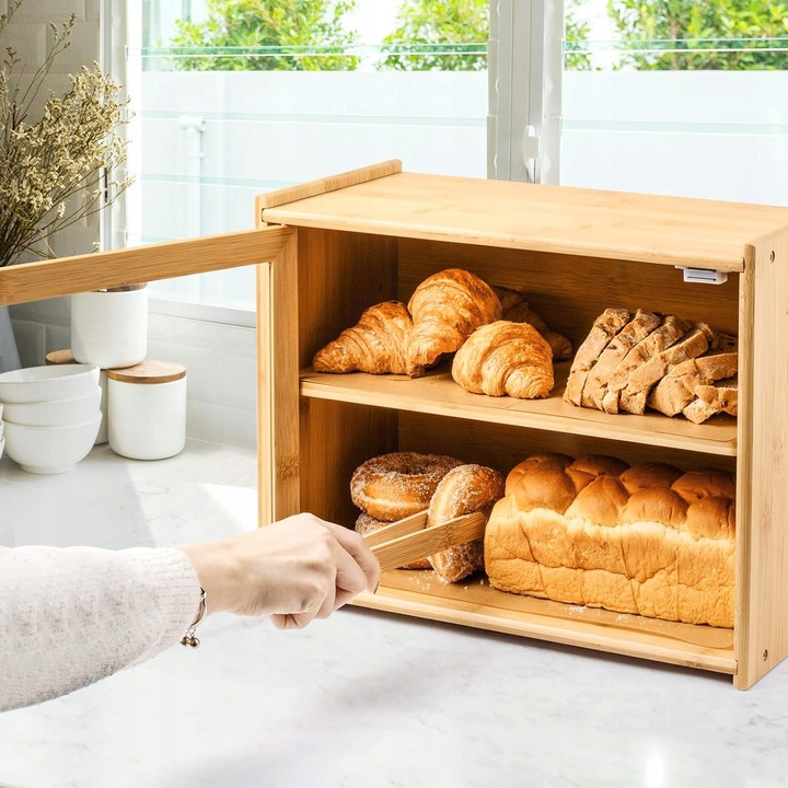 CHLEBAK DREWNIANY POJEMNIK NA CHLEB PIECZYWO DUŻY 37x29x20 CM