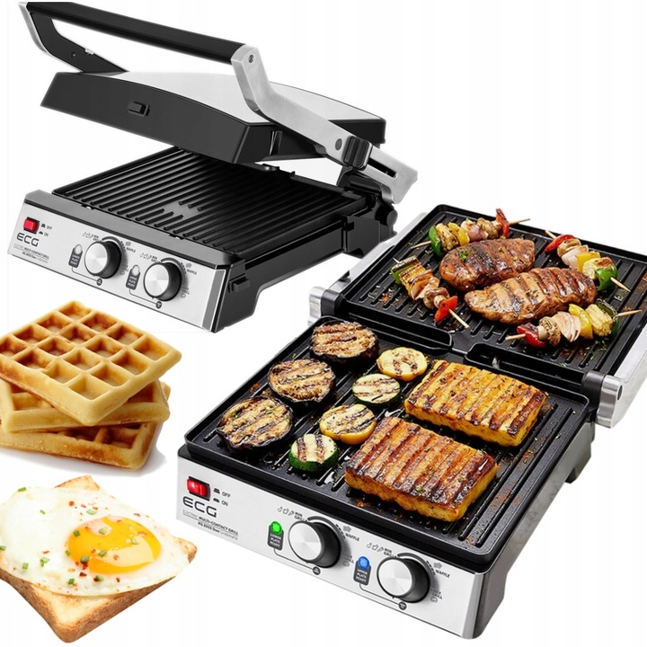 GRILL ELEKTRYCZNY ECG KG 2033 OPIEKACZ PANINI GOFRY BBQ 3w1 2000W