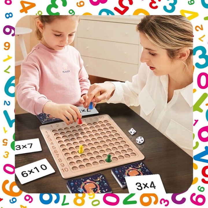 GRA EDUKACYJNA PLANSZOWA TABLICZKA MNOŻENIA + DODAWANIA NAUKA TABLICZKI