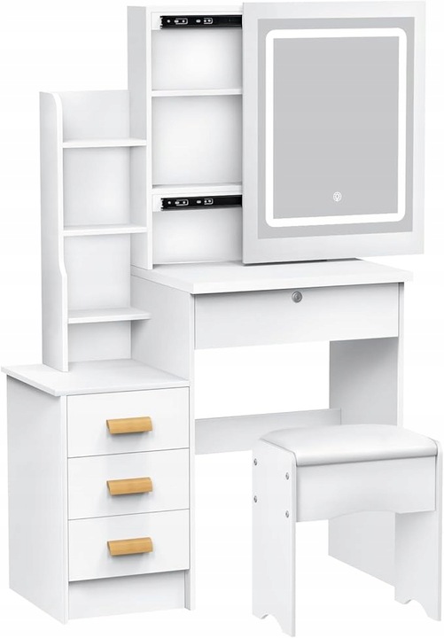 TOALETKA DO MAKIJAŻU LED Z LUSTREM NA PREZENT KOBIETY KOSMETYCZKA +