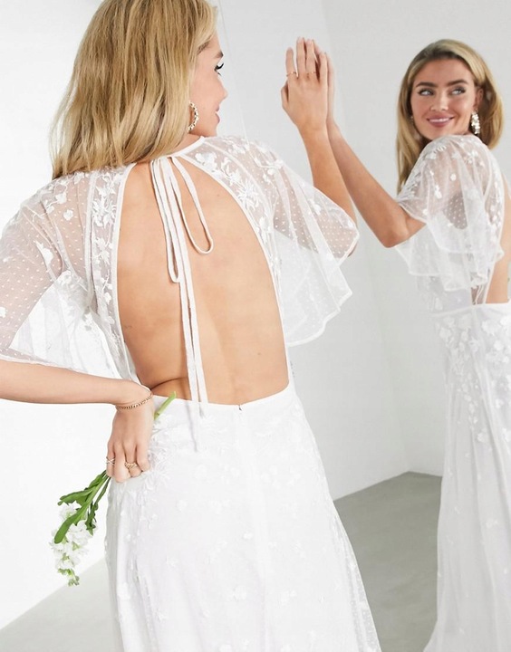 Asos Edition SUKNIA ŚLUBNA ANNIE ODKRYTE PLECY XXJ lyf S