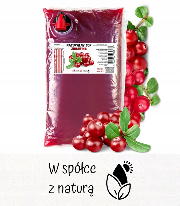 Sok z żurawiny 100% żurawinowy tłoczony 1,5L