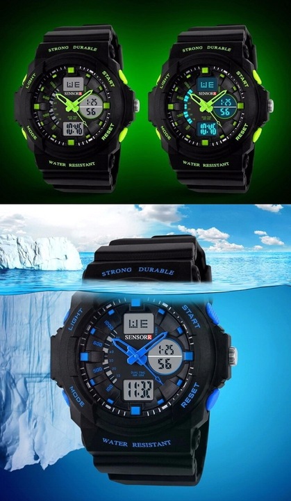 WOJSKOWY ZEGAREK DZIECIĘCY DLA CHŁOPCA S-SHOCK LED NOWY MODEL 2025 SENSORR