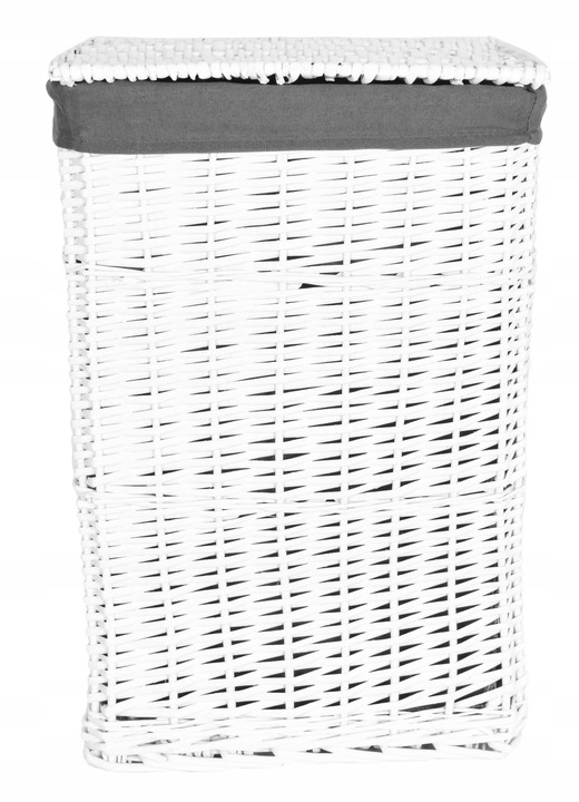 KOSZ WIKLINOWY NA PRANIE BIELIZNĘ ODZIEŻ ZABAWKI POJEMNIK BIAŁY KUFER 72L