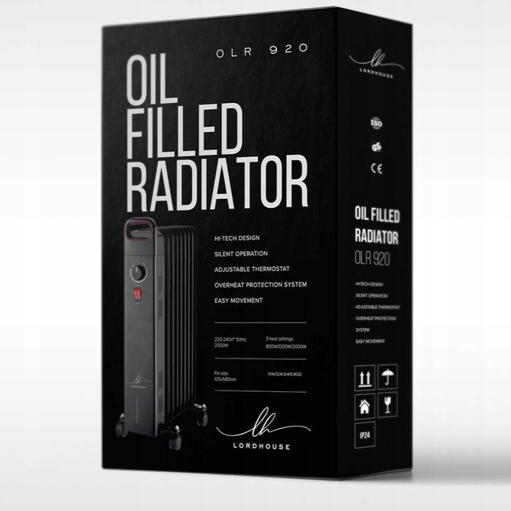 OSZCZĘDNY MOCNY Grzejnik elektryczny OLEJOWY 9 żeberek CZARNY 2000W 3 tryby