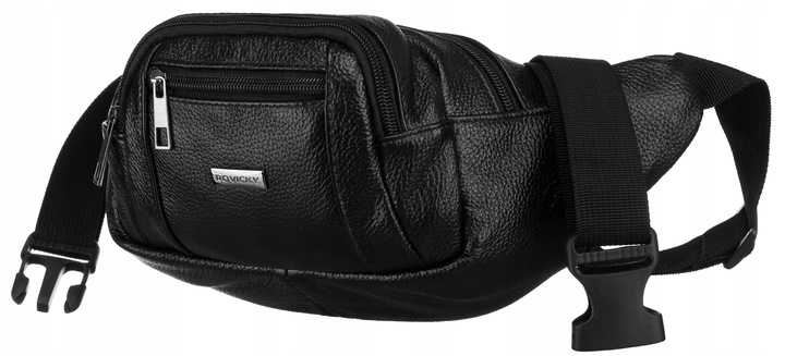 Saszetka męska nerka elegancka ze skóry naturalnej na pasku skórzana